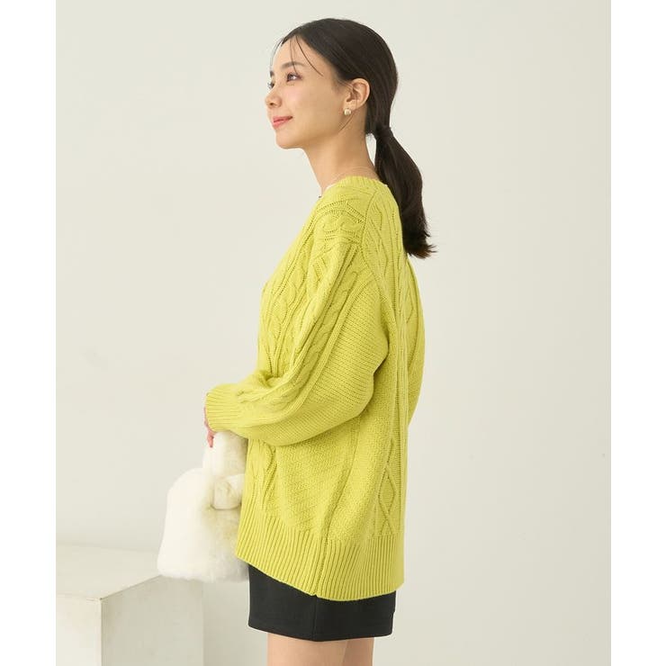 アンチピリングケーブルカーディガン[品番：EMEW0046487]｜earth