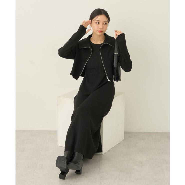 SET2点ZIPベスト+ニットワンピース[品番：EMEW0046488]｜earth