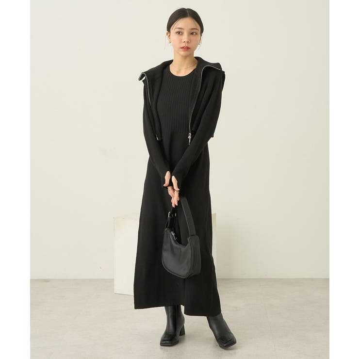 SET2点ZIPベスト+ニットワンピース[品番：EMEW0046488]｜earth