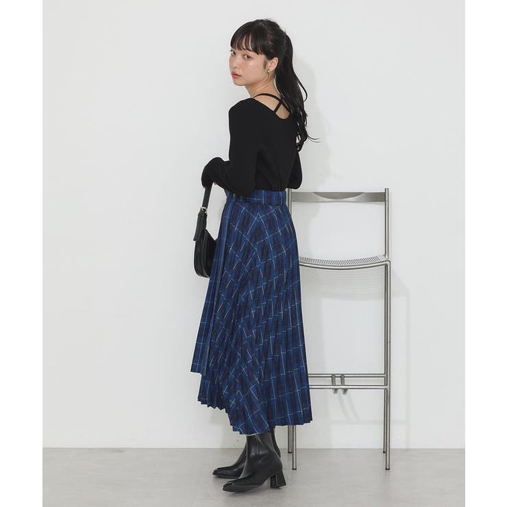 ミックスプリーツスカート(Check)[品番：EMEW0046570]｜earth