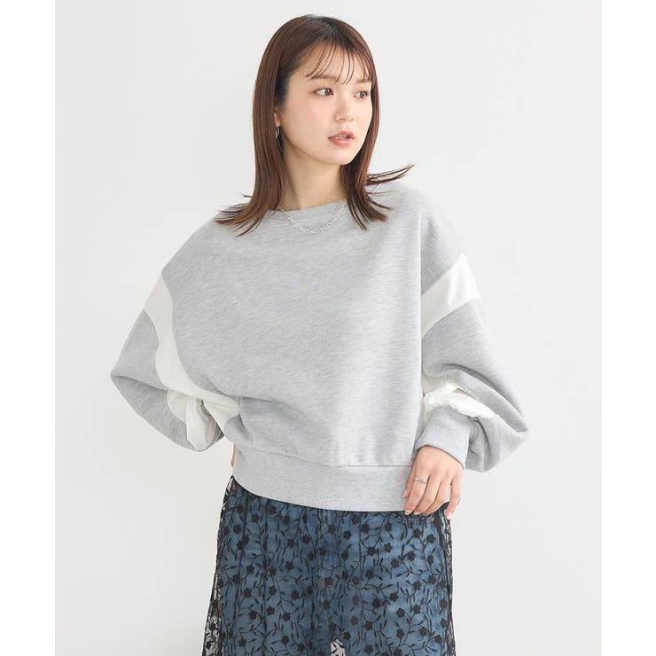 異素材ドッキングスウェット[品番：EMEW0046809]｜earth music&ecology