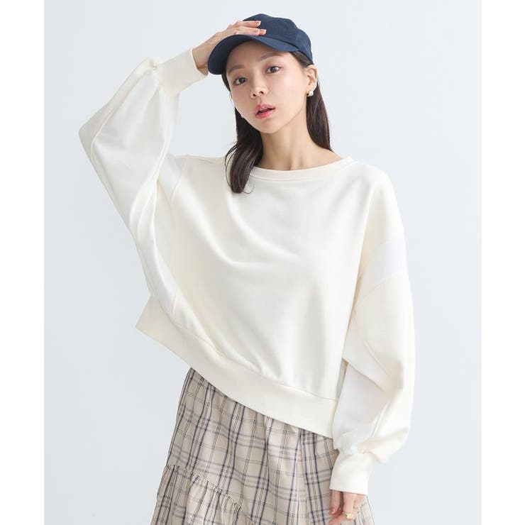 異素材ドッキングスウェット[品番：EMEW0046809]｜earth music&ecology