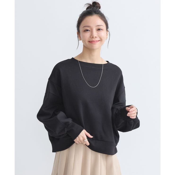 異素材ドッキングスウェット[品番：EMEW0046809]｜earth music&ecology