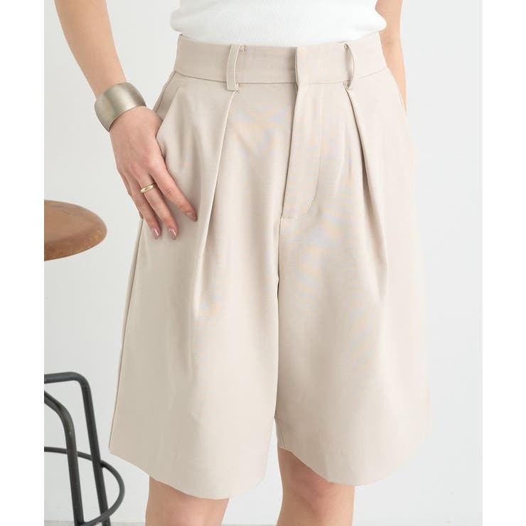 ベージュ | タックハーフパンツ | earth music&ecology 