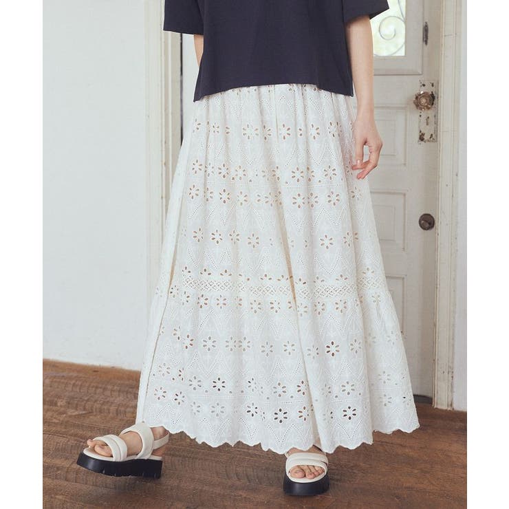 シフリー刺繍スカート[品番：EMEW0045405]｜earth music&ecology