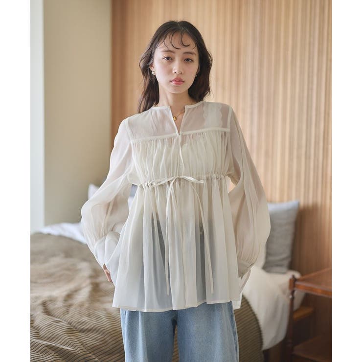 極美品✨人気 エムズグレイシー リボン チュール ブラウス チュニック シアー レディース 極美品✨人気 エムズグレイシー リボン チュール ブラウス