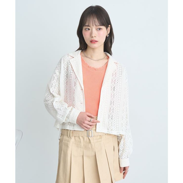 スパンコールレースショートシャツ | earth music&ecology  | 詳細画像3 