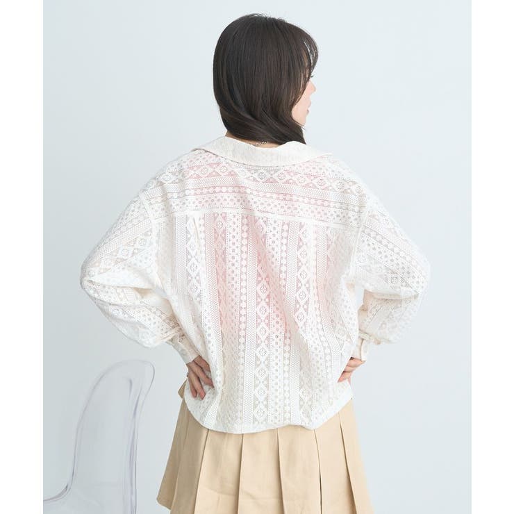 スパンコールレースショートシャツ | earth music&ecology  | 詳細画像5 