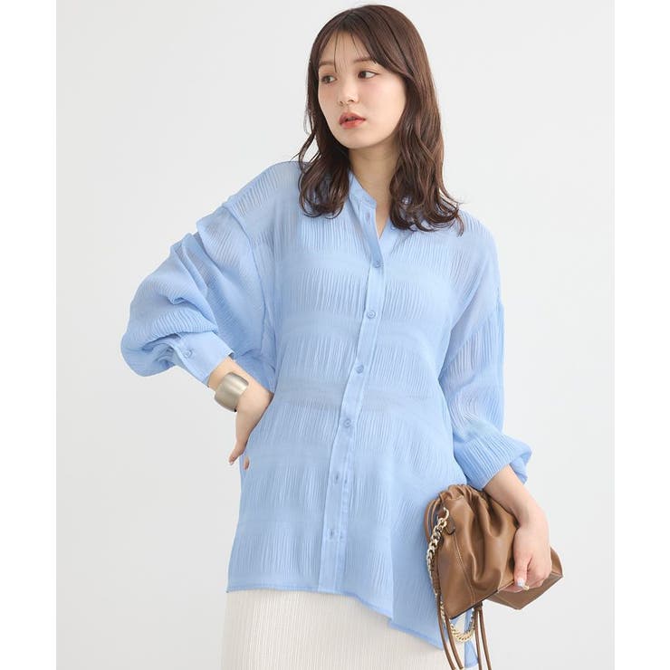 ブルー | マジョリカプリーツレギュラーシャツ | earth music&ecology 