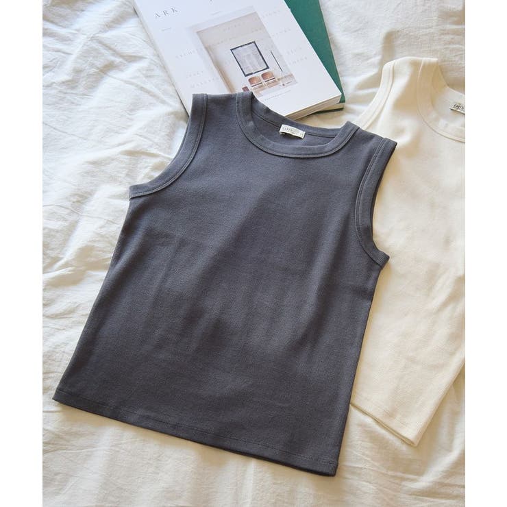 チャコールグレー | リブタンクトップ | earth music&ecology 