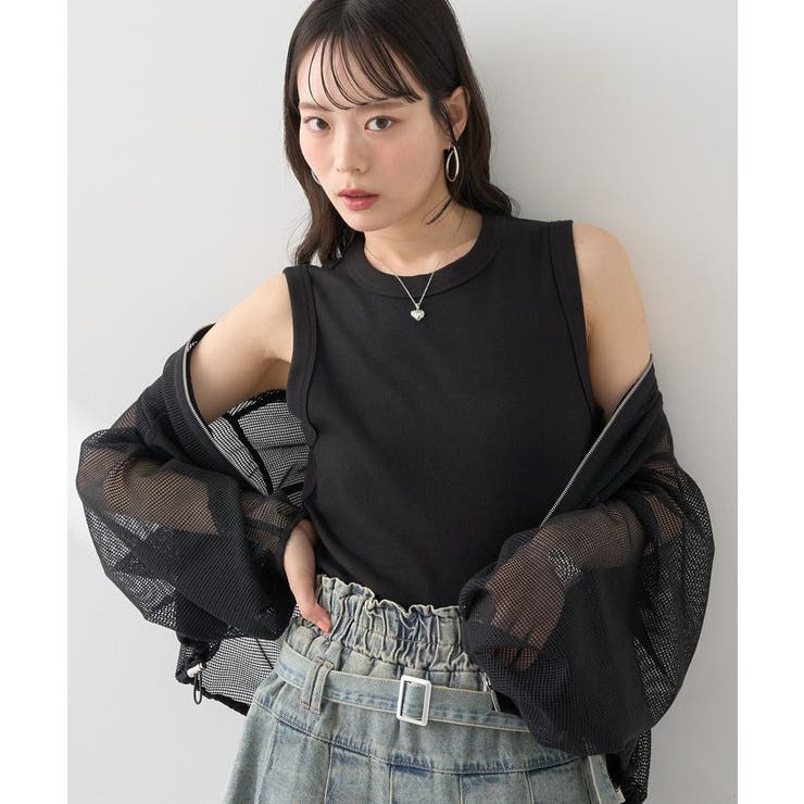 ブラック | リブタンクトップ | earth music&ecology 