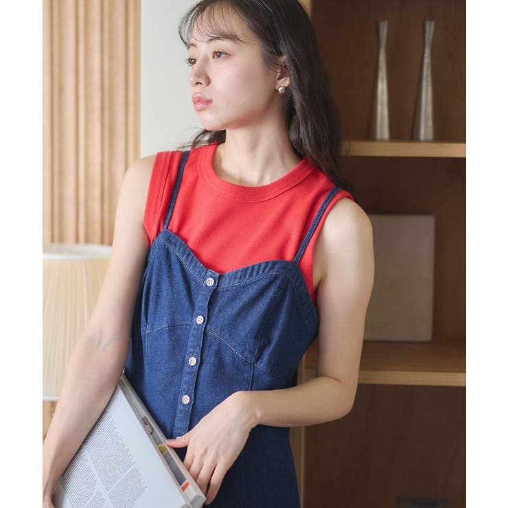 レッド | リブタンクトップ | earth music&ecology 