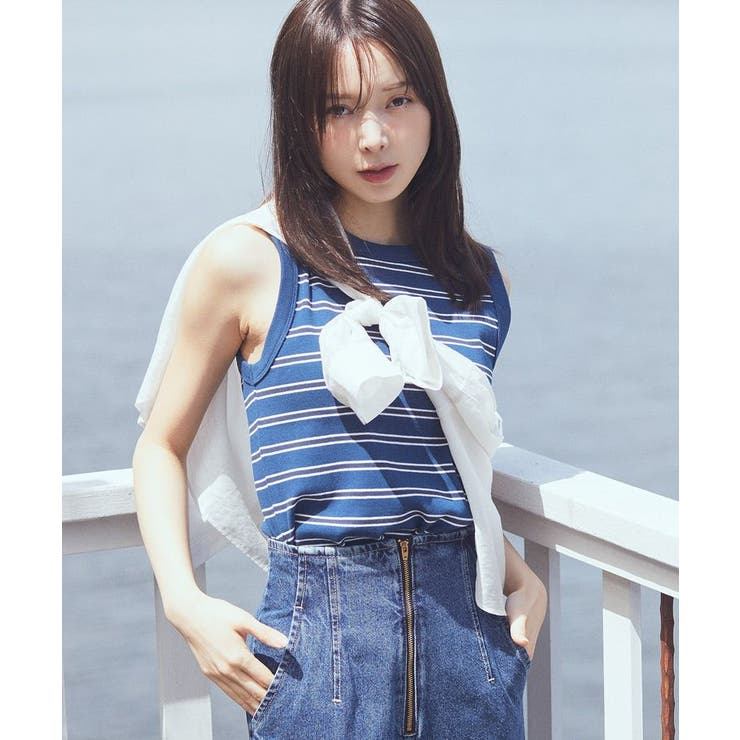 ボーダーブルー | リブタンクトップ | earth music&ecology 