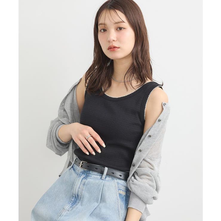 ブラック | ピコトリミングタンクトップ | earth music&ecology