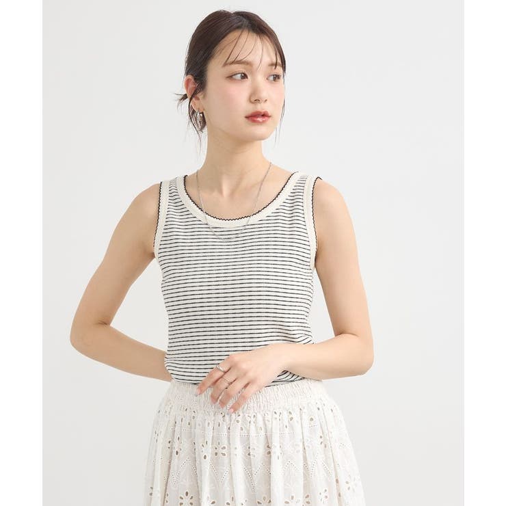 ボーダー | ピコトリミングタンクトップ | earth music&ecology