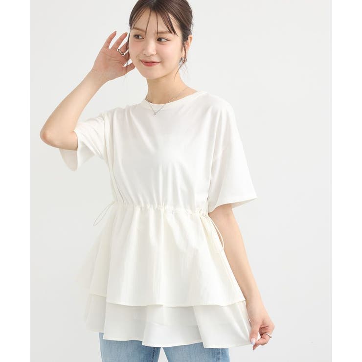 未使用タグ付✨ビアズリー　レースチュニック　ロンT 異素材　ドッキング　フレア 未使用タグ付✨ビアズリー レースチュニック ロンT 異素材