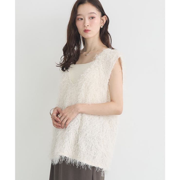 アイボリー | ふさふさベスト | earth music&ecology 