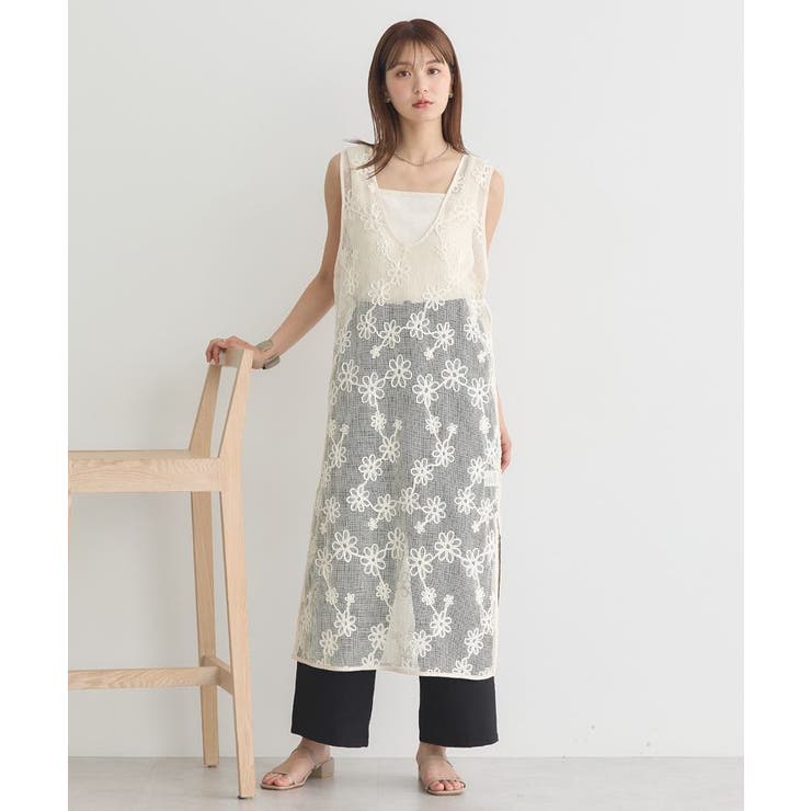 アイボリー | コード刺繍ベスト | earth music&ecology 