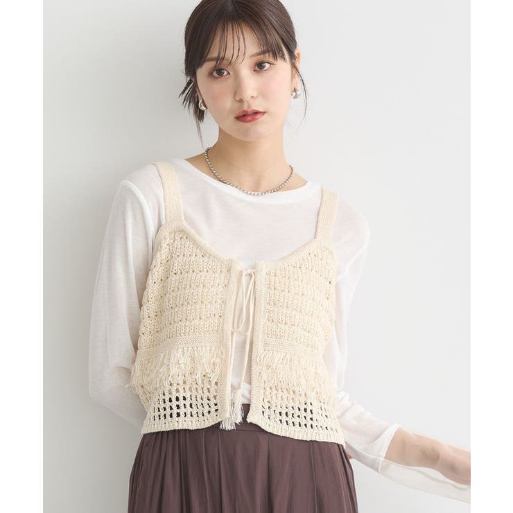 アイボリー | フリンジニットビスチェ | earth music&ecology 
