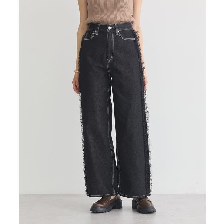 サイドチュールデニムパンツ | earth music&ecology  | 詳細画像1 