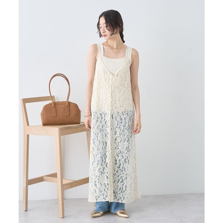 起毛レースレイヤードキャミワンピース | earth music&ecology  | 詳細画像3 