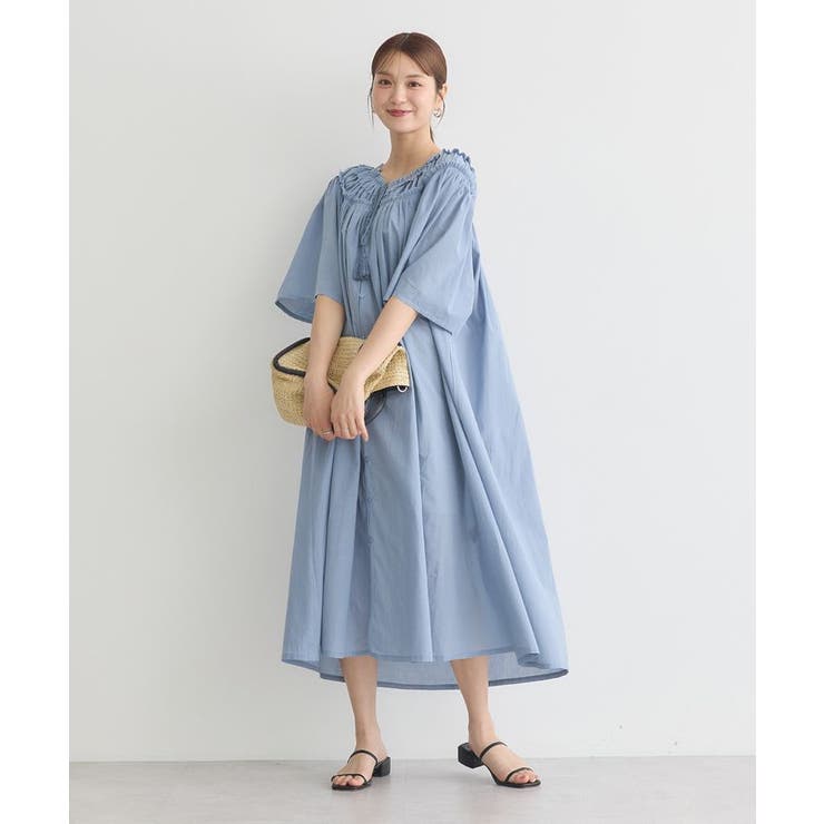 ギャザーロングワンピース | earth music&ecology  | 詳細画像2 