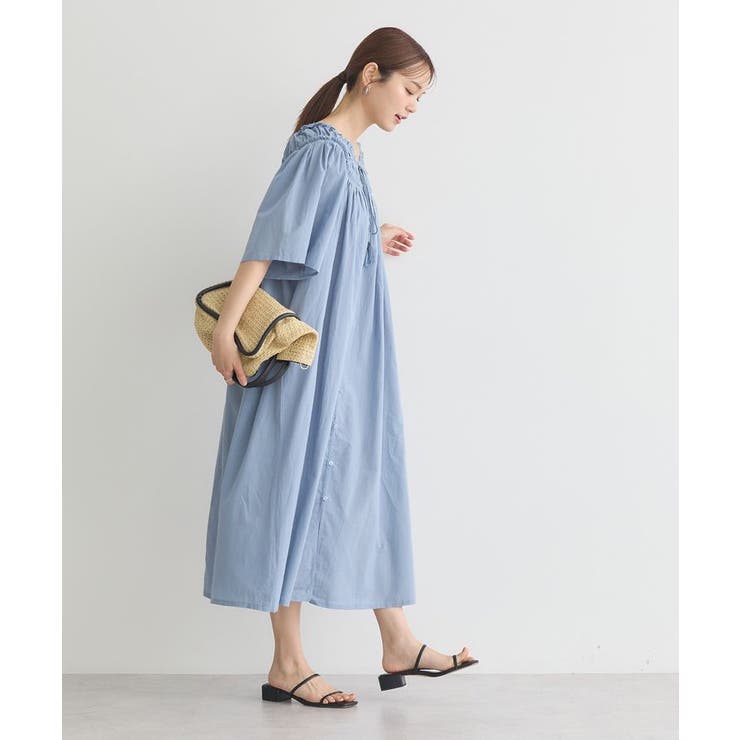 ギャザーロングワンピース | earth music&ecology  | 詳細画像4 