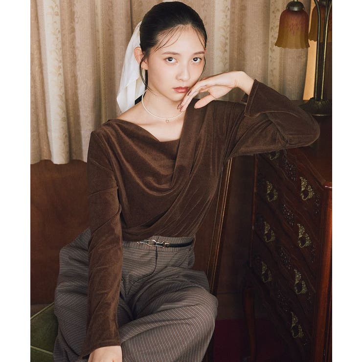 シアーベロアドレープネックプルオーバー | earth music&ecology  | 詳細画像1 