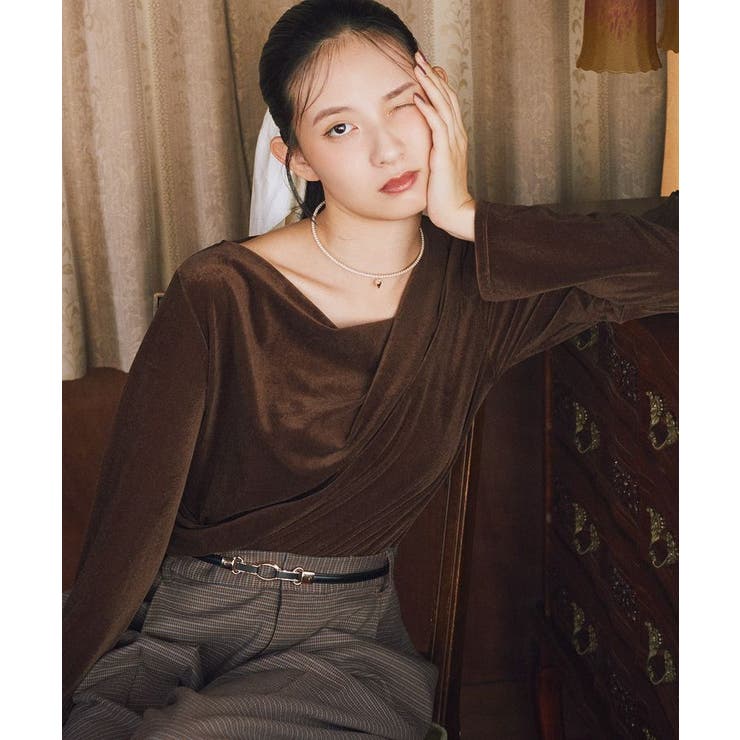 シアーベロアドレープネックプルオーバー | earth music&ecology  | 詳細画像2 