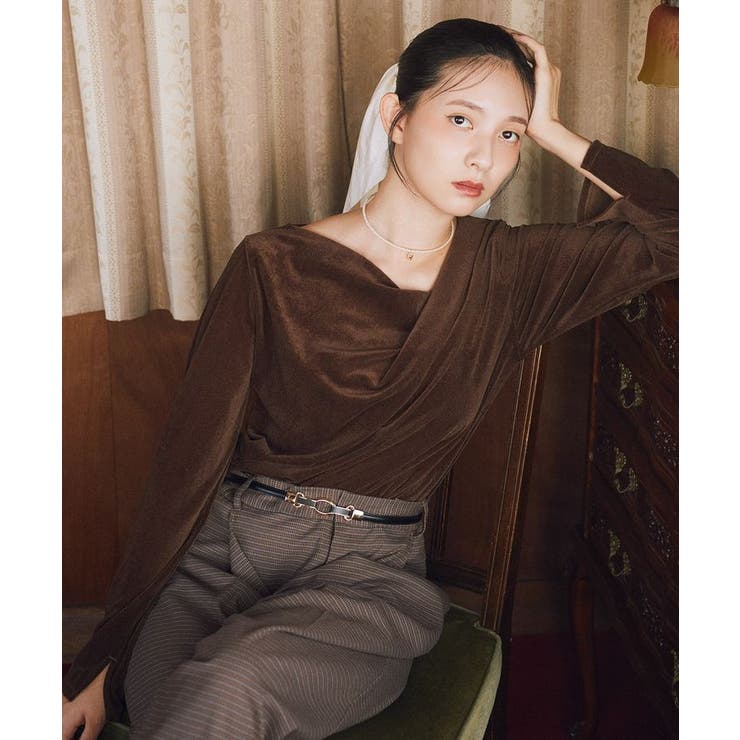 シアーベロアドレープネックプルオーバー | earth music&ecology  | 詳細画像3 