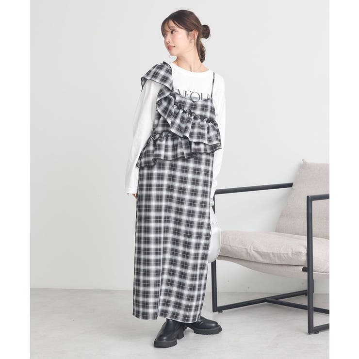 2wayフリルチェックキャミワンピース | earth music&ecology  | 詳細画像1 