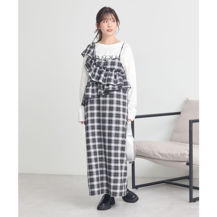 2wayフリルチェックキャミワンピース | earth music&ecology  | 詳細画像2 