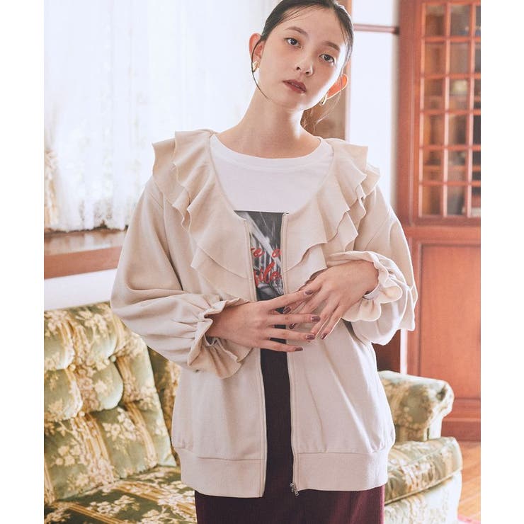 フリルカラーZipウラケブルゾン[品番：EMEW0050802]｜earth