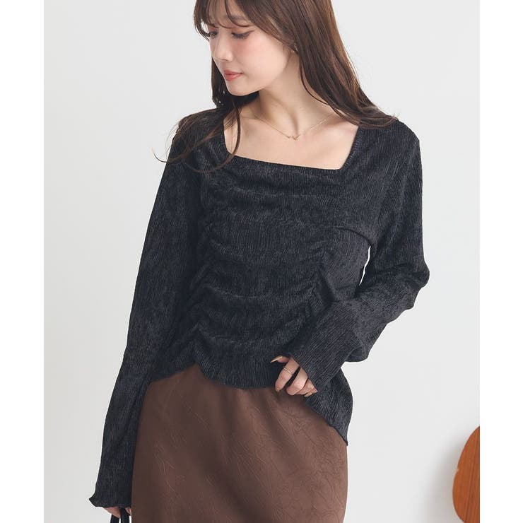 プリーツベロア風ギャザープルオーバー | earth music&ecology  | 詳細画像1 