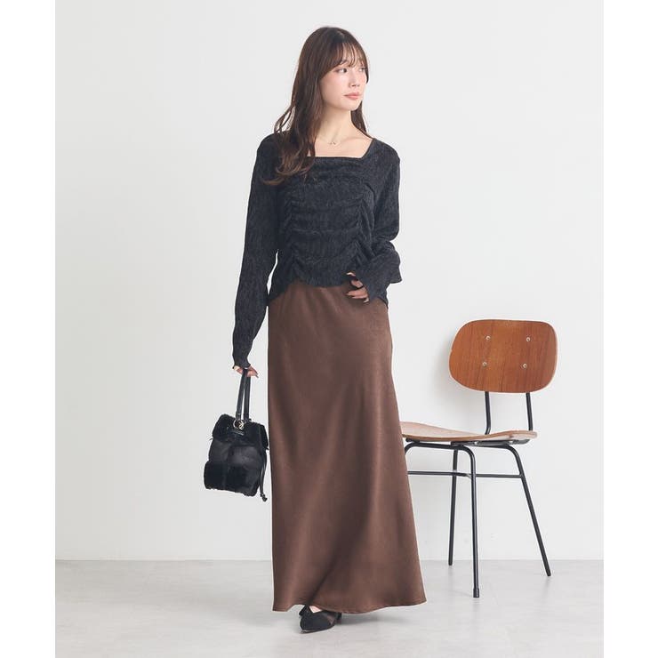 プリーツベロア風ギャザープルオーバー | earth music&ecology  | 詳細画像4 