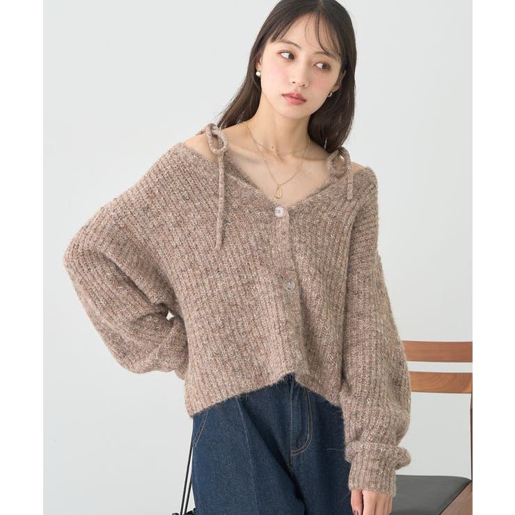 SET2点ショートカーディガン＋リボンキャミソール | earth music&ecology  | 詳細画像2 