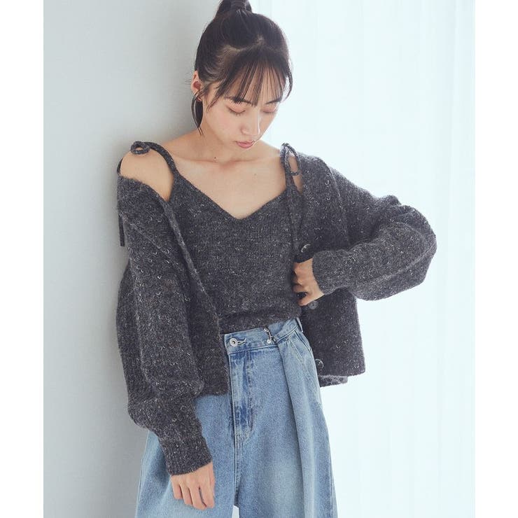 SET2点ショートカーディガン＋リボンキャミソール | earth music&ecology  | 詳細画像12 