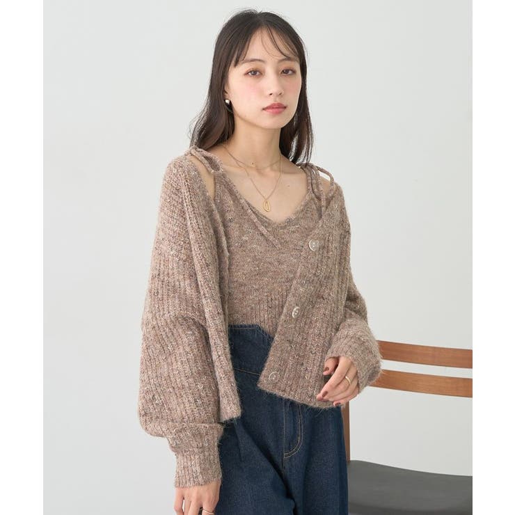 SET2点ショートカーディガン＋リボンキャミソール | earth music&ecology  | 詳細画像10 