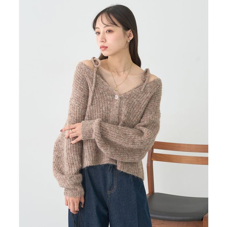 SET2点ショートカーディガン＋リボンキャミソール | earth music&ecology  | 詳細画像3 