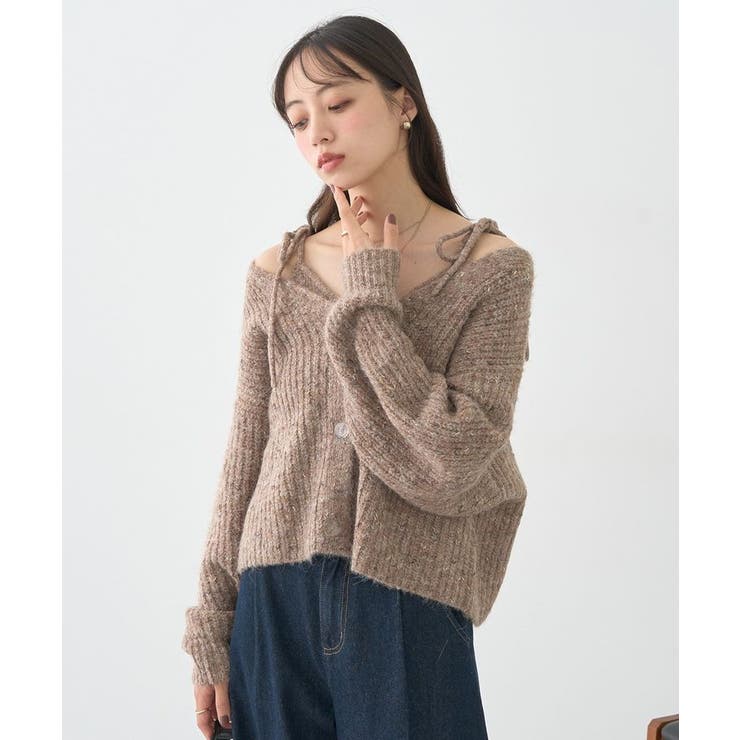 SET2点ショートカーディガン＋リボンキャミソール | earth music&ecology  | 詳細画像5 