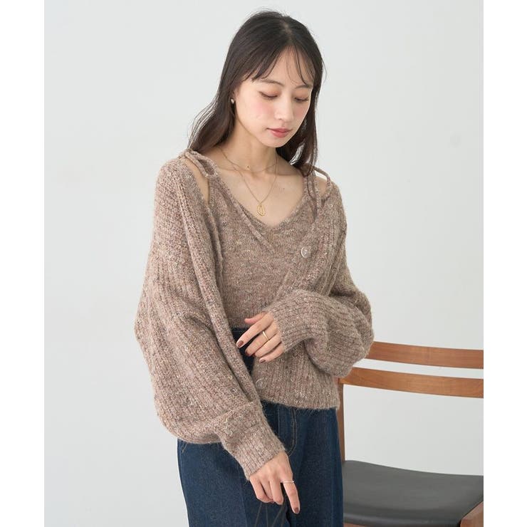 SET2点ショートカーディガン＋リボンキャミソール | earth music&ecology  | 詳細画像9 