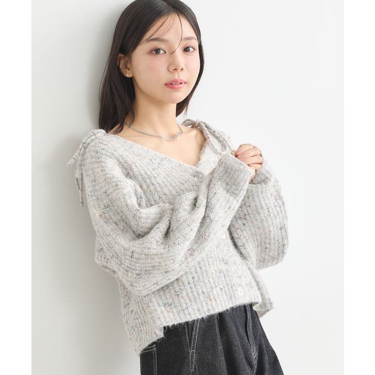 ライトグレー | SET2点ショートカーディガン＋リボンキャミソール | earth music&ecology 