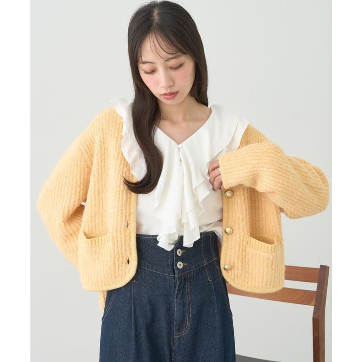 【WEB限定】ゴールド釦ショートニットカーディガン | earth music&ecology  | 詳細画像2 