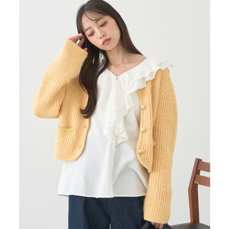 【WEB限定】ゴールド釦ショートニットカーディガン | earth music&ecology  | 詳細画像3 