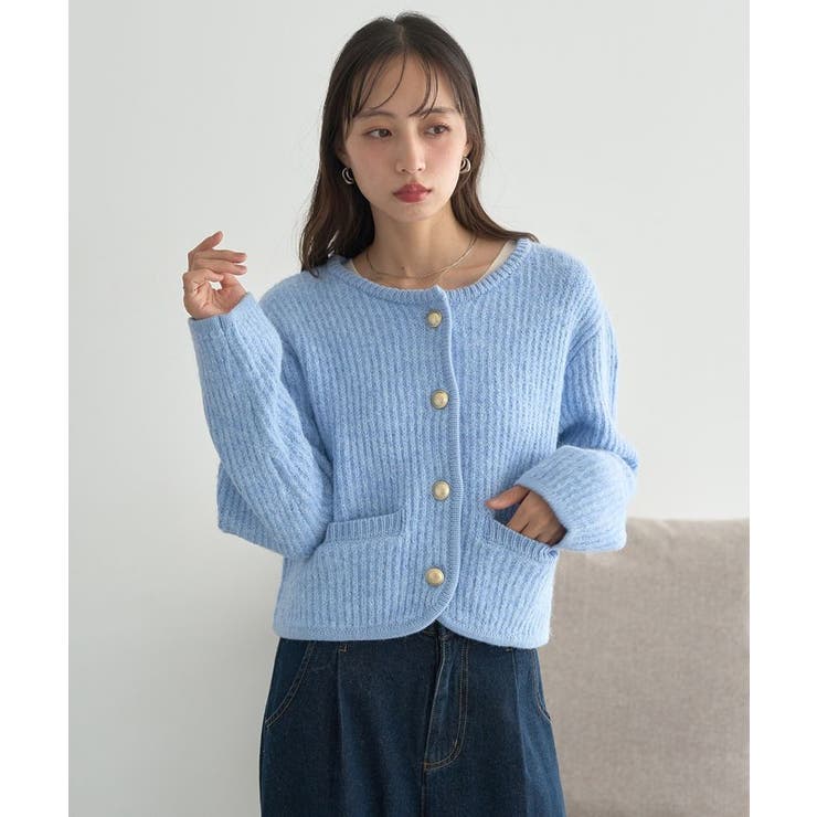 【WEB限定】ゴールド釦ショートニットカーディガン | earth music&ecology  | 詳細画像14 