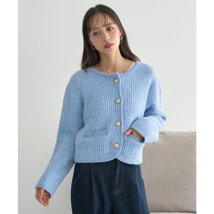 【WEB限定】ゴールド釦ショートニットカーディガン | earth music&ecology  | 詳細画像15 