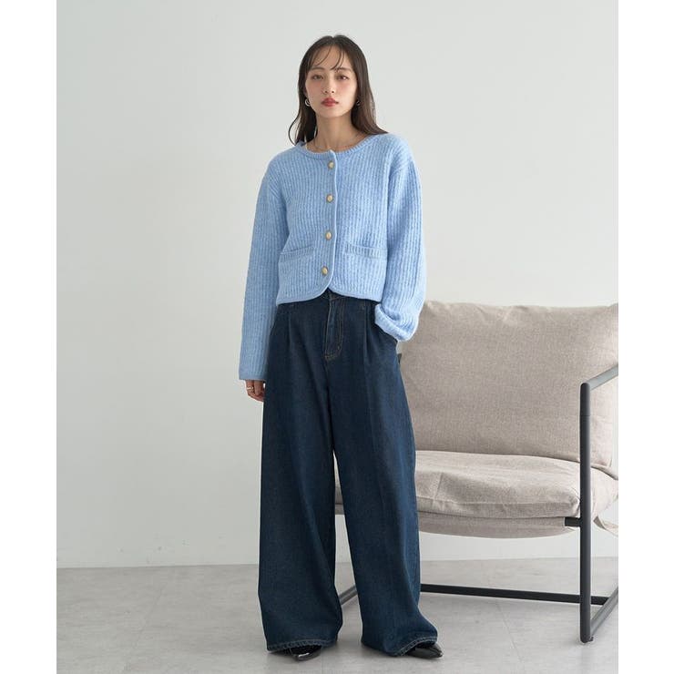 【WEB限定】ゴールド釦ショートニットカーディガン | earth music&ecology  | 詳細画像16 