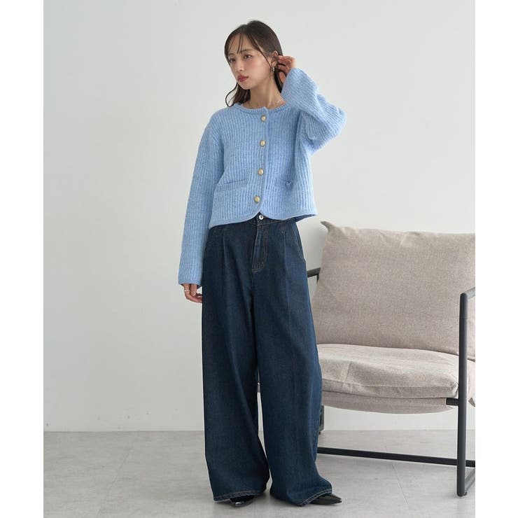 【WEB限定】ゴールド釦ショートニットカーディガン | earth music&ecology  | 詳細画像17 