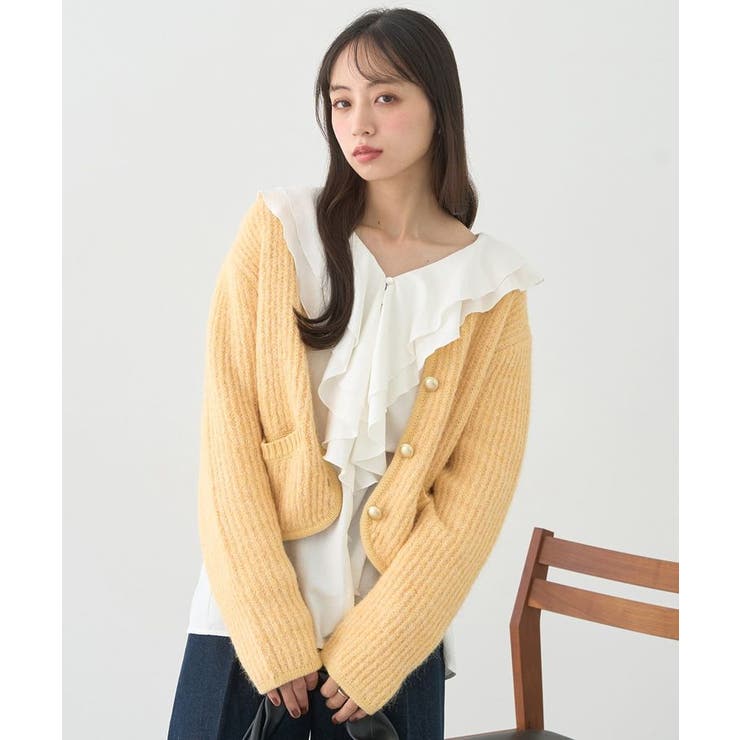 【WEB限定】ゴールド釦ショートニットカーディガン | earth music&ecology  | 詳細画像5 
