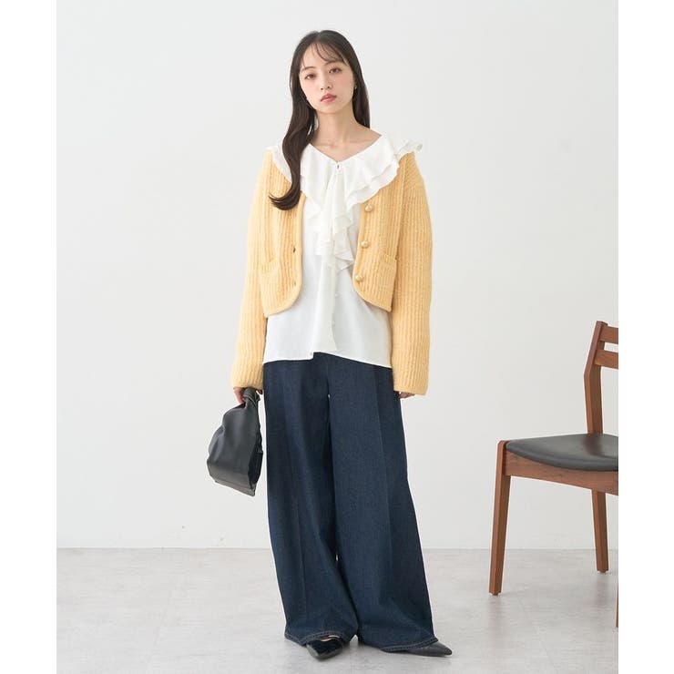 【WEB限定】ゴールド釦ショートニットカーディガン | earth music&ecology  | 詳細画像6 